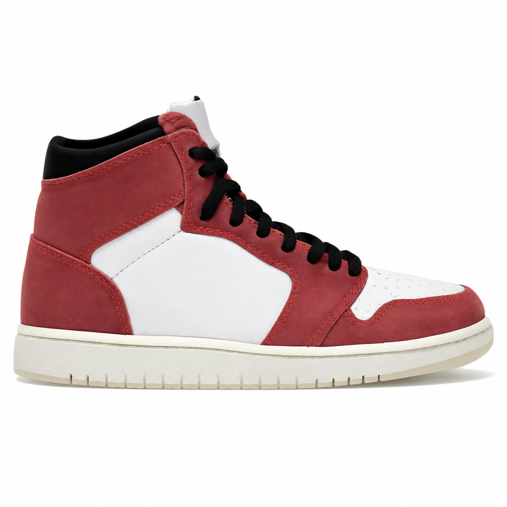 Red and White High-Top Sneakers