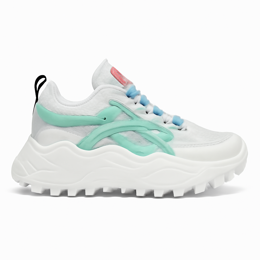 White and Pale Blue Sneakers