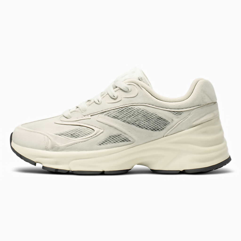 White and Grey Running Shoes