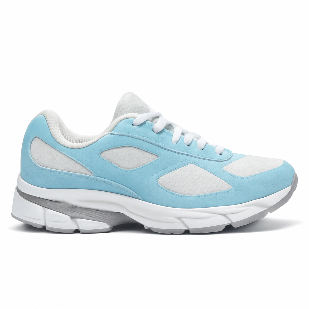 Cream and Light Blue Sneakers
