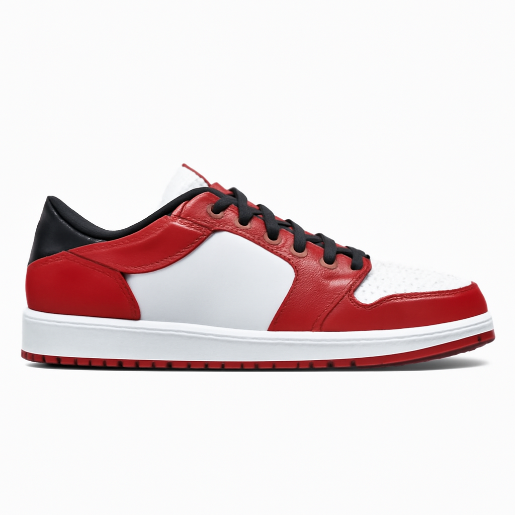 Red and White Low-Top Sneakers