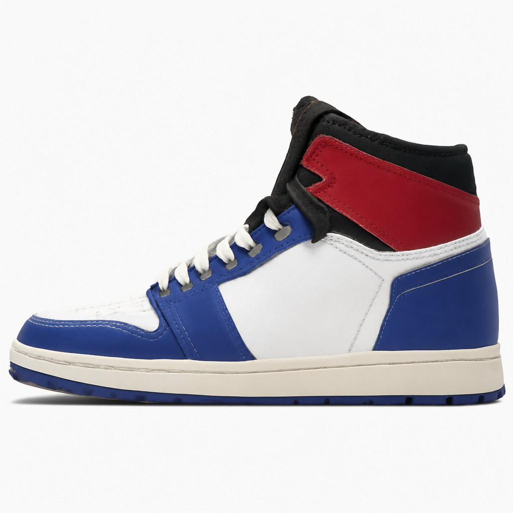 Blue and White High-Top Sneakers