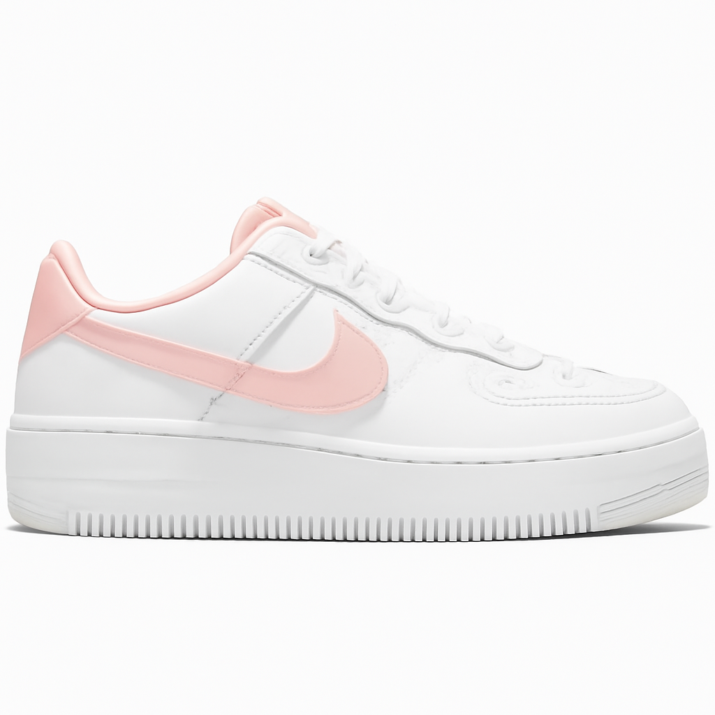 White and Coral Pink Sneakers