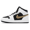White Gold Black Mid Sneakers