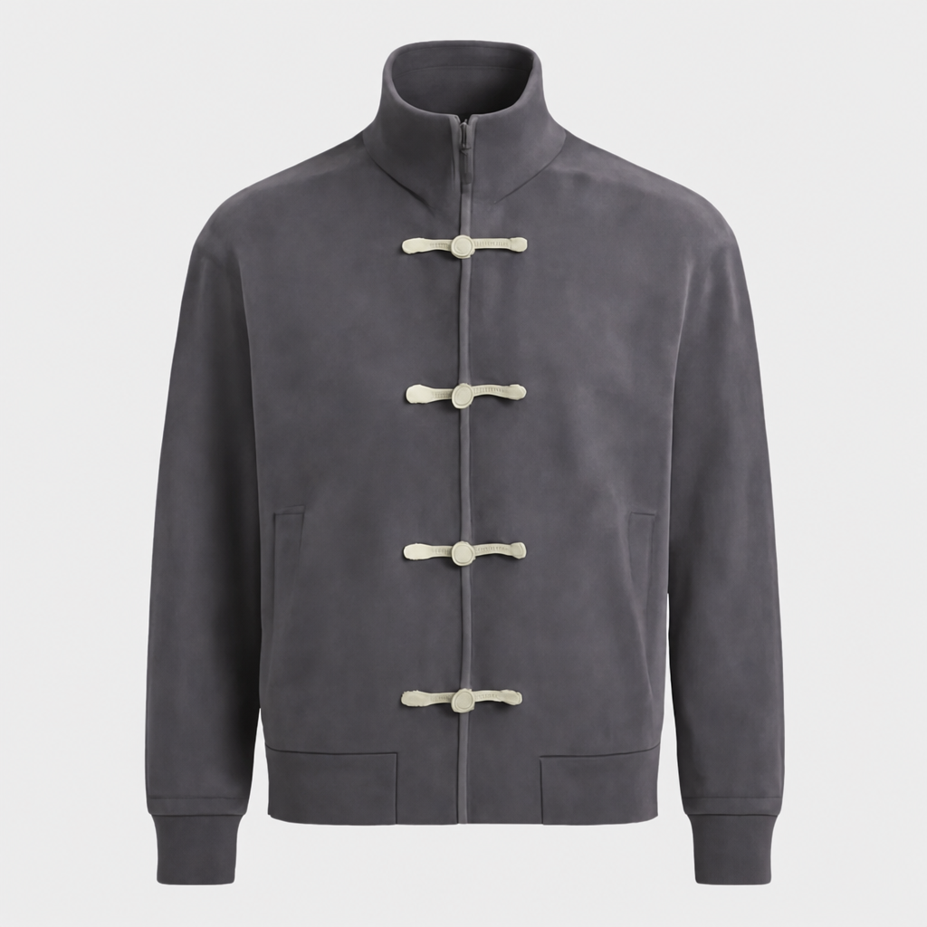 Dark Grey Mandarin Collar Jacket