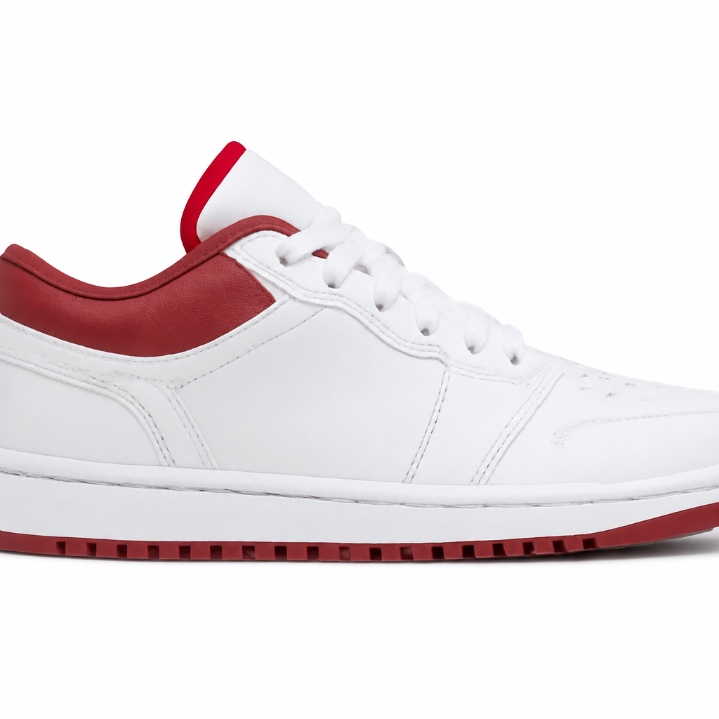 White and Red Low-Top Sneakers