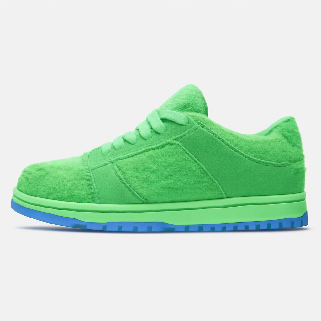 Green Bear Print Low Sneakers