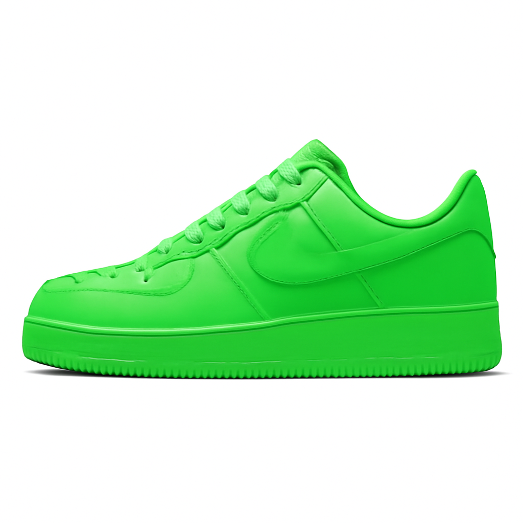 Off-White Low Top Sneakers with Light Green Accents