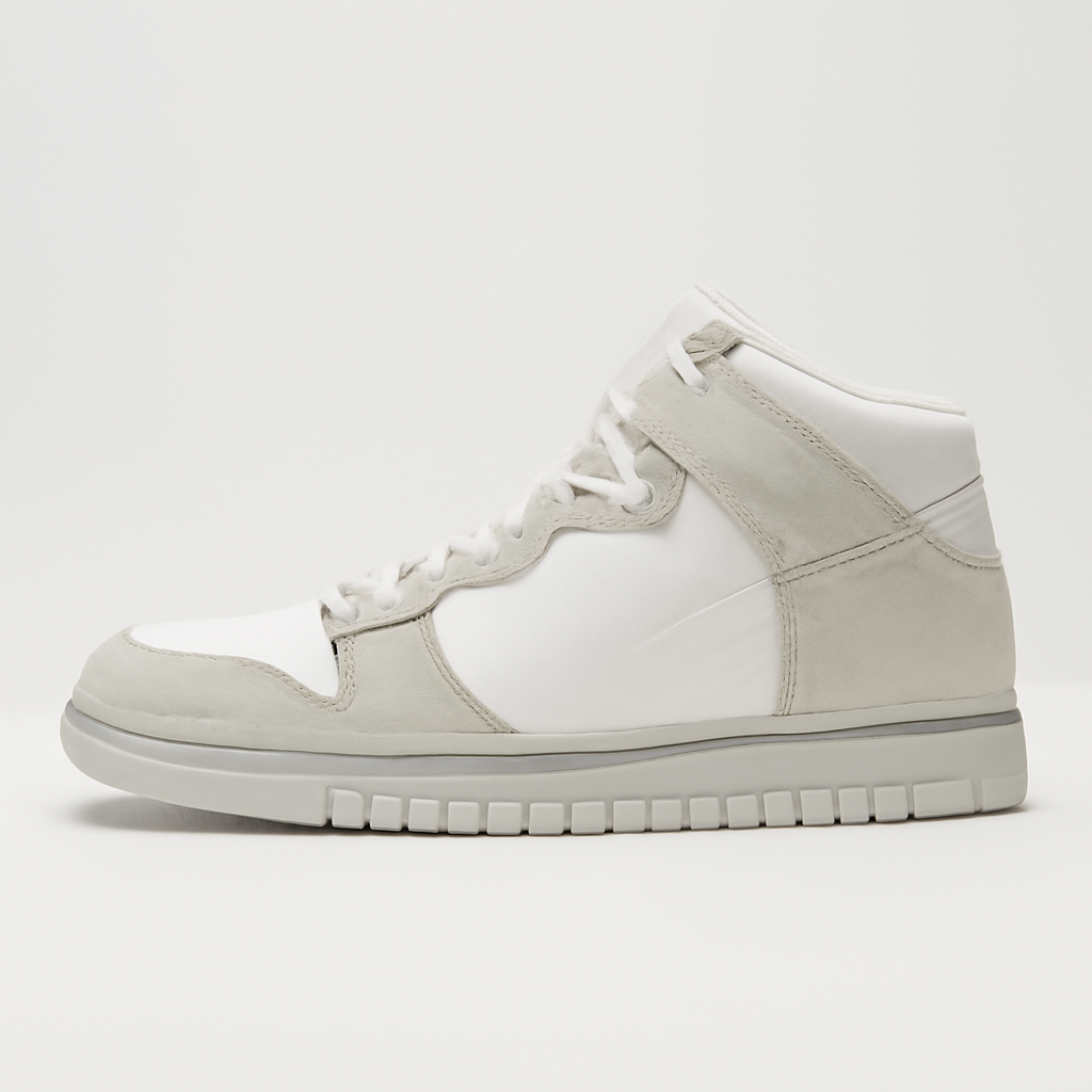 White and Pure Platinum High-Top Sneakers