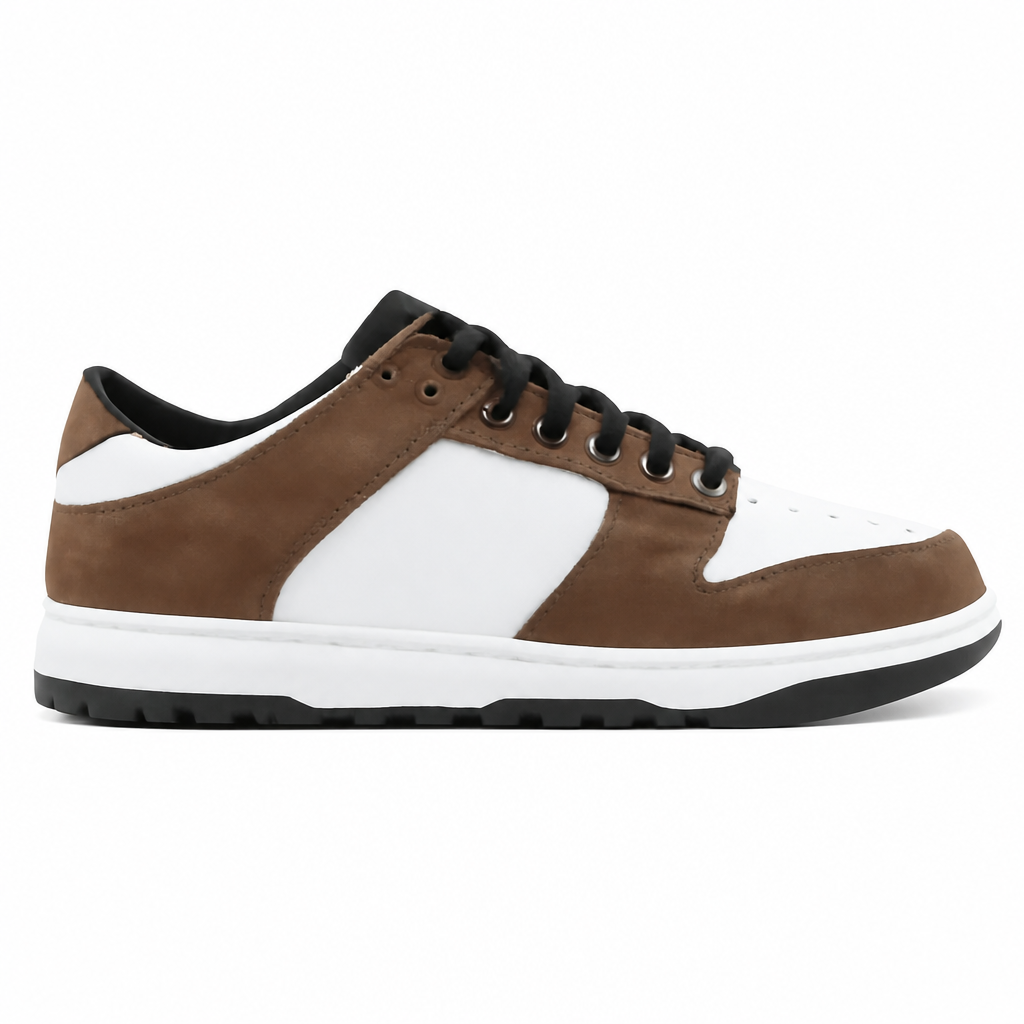 White Black Brown Low Top Sneakers