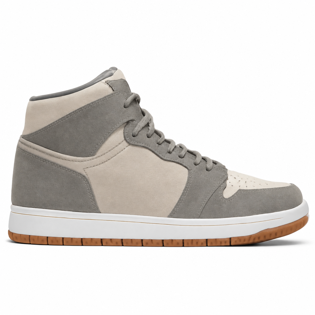 Coconut Milk and Grey Mid Sneakers