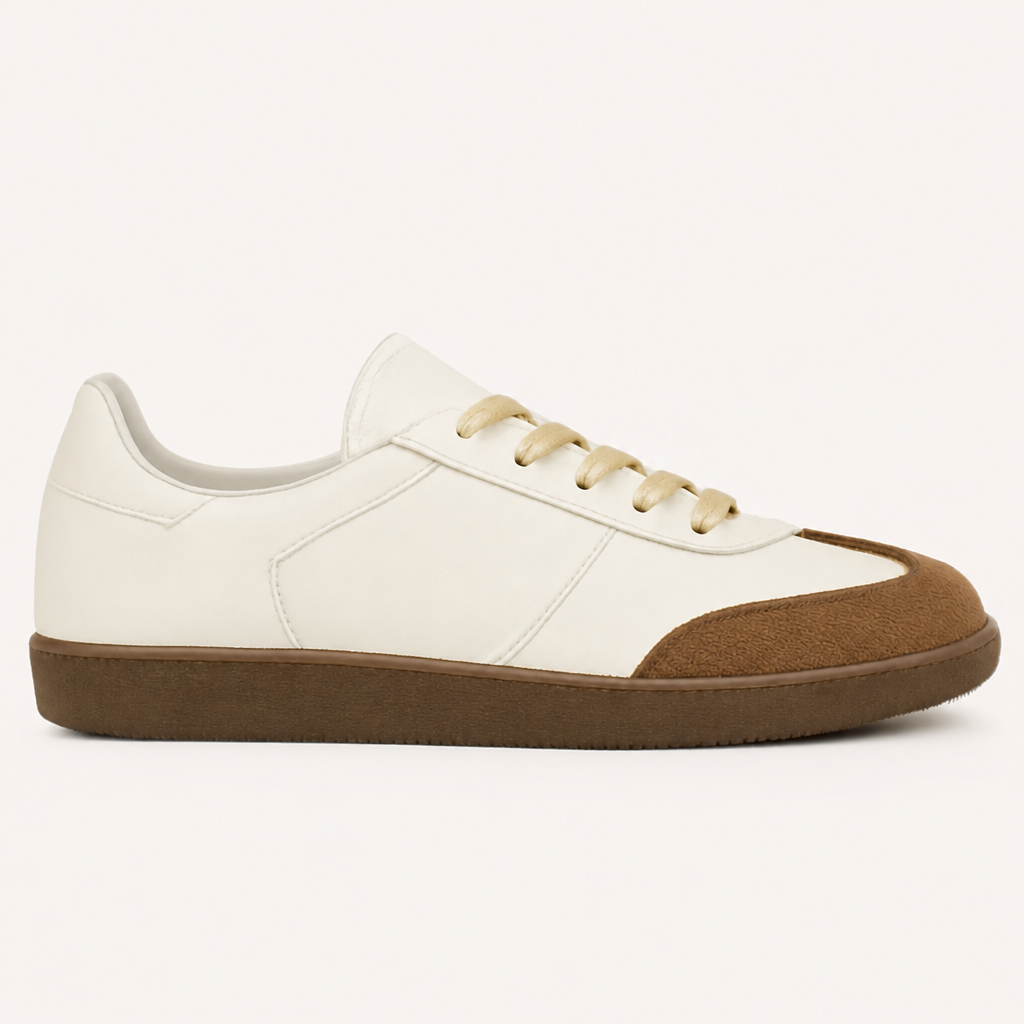 Off-White and Oat Violet Sneakers