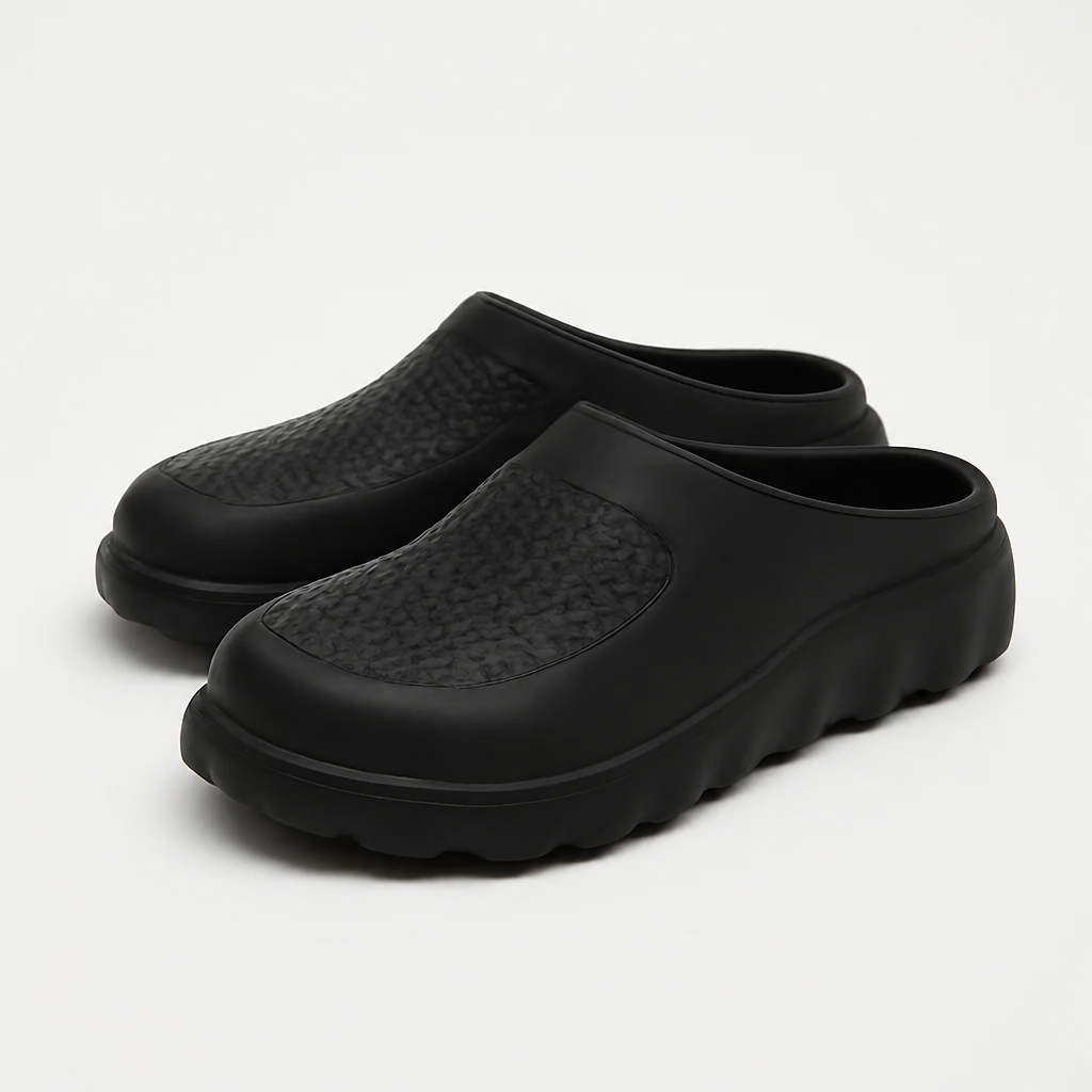 Black Chrome Slide Sandals