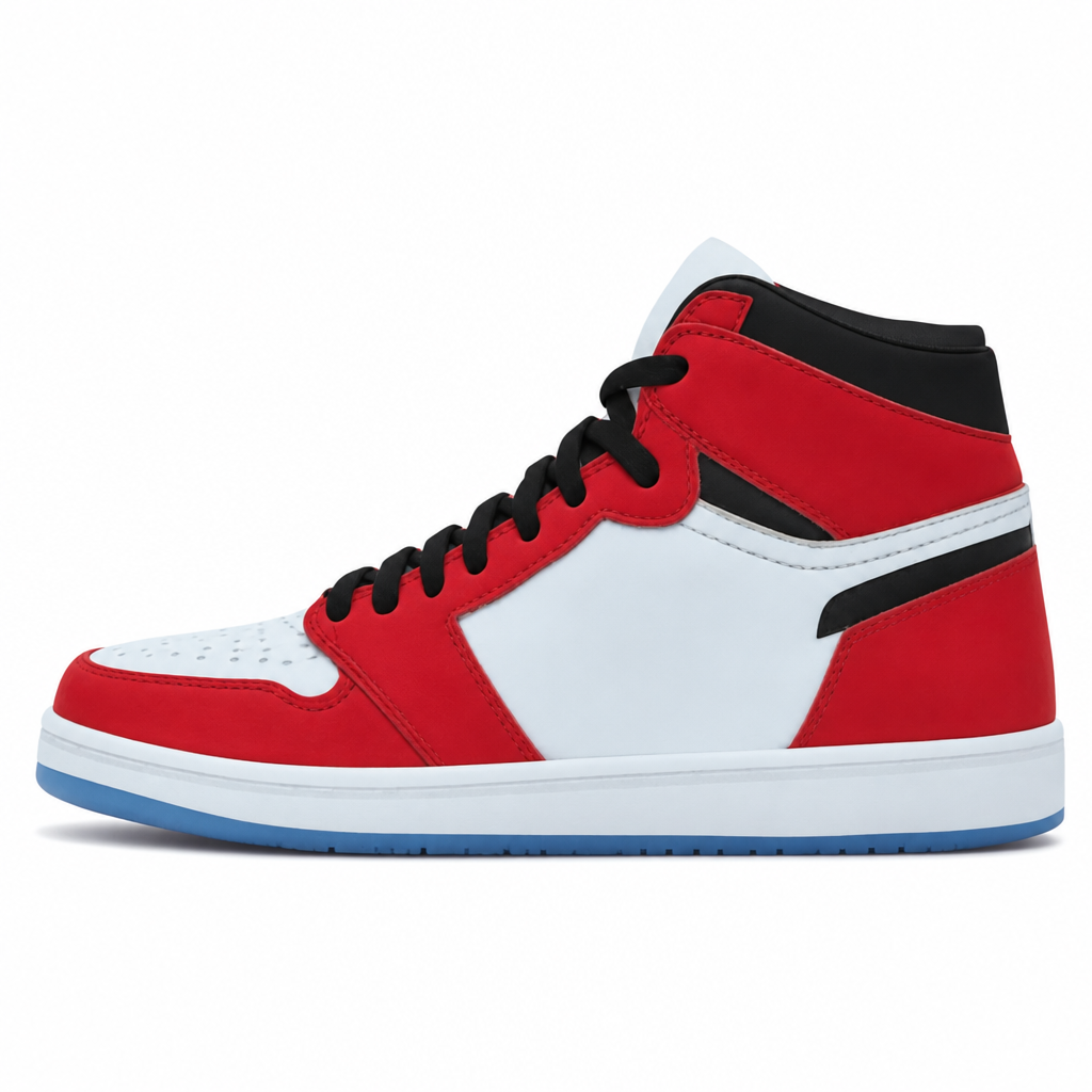 Red and Black High-Top Sneakers
