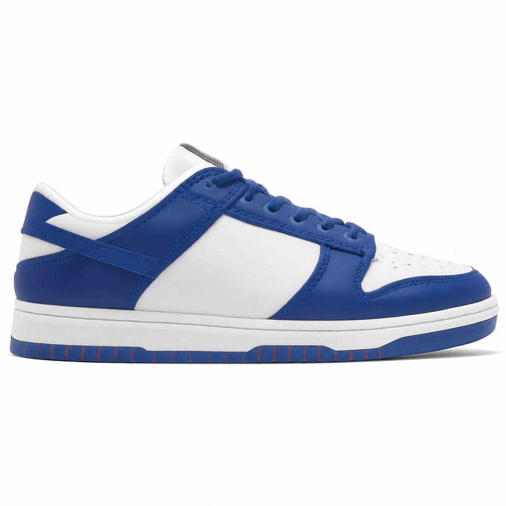 Blue and White Low-Top Sneakers