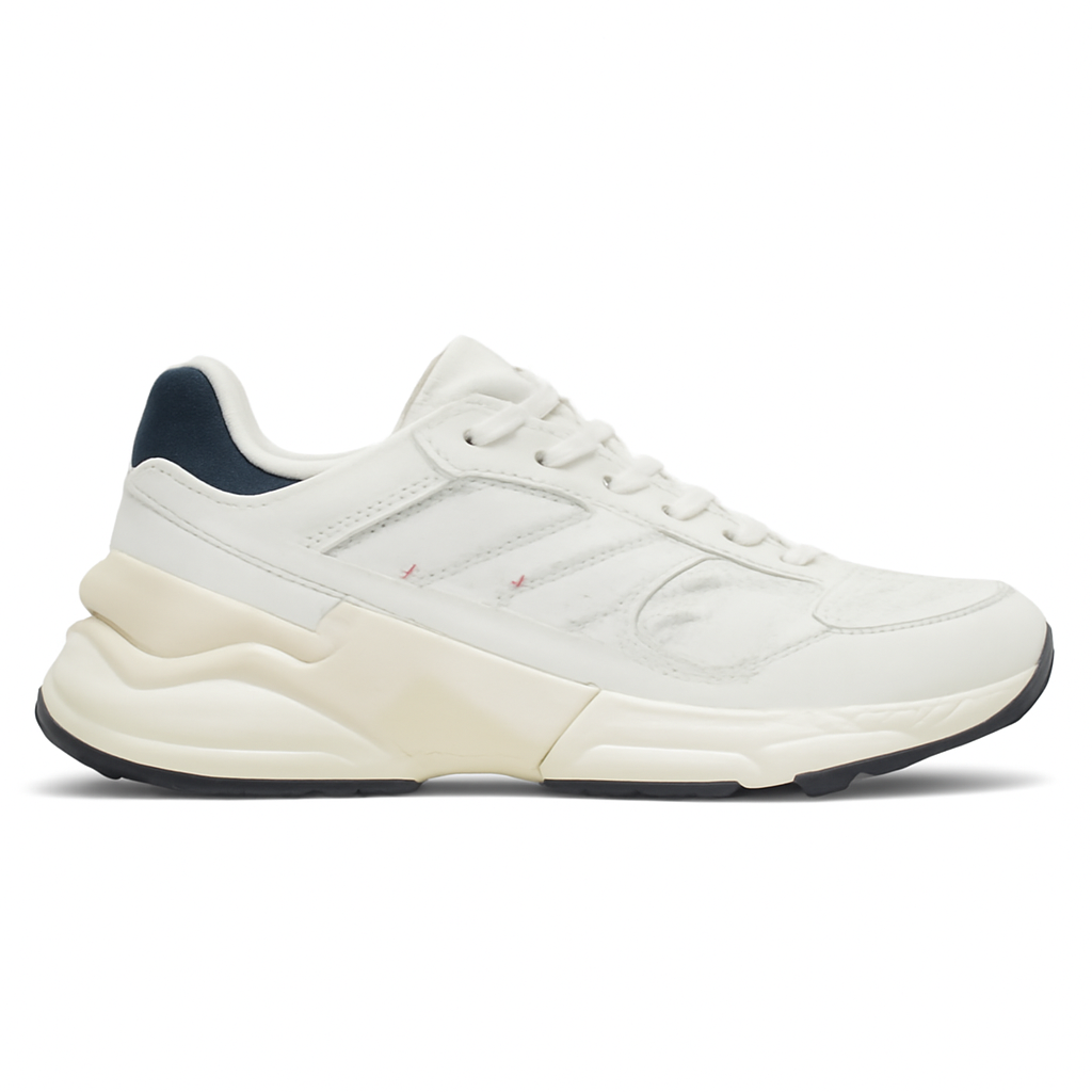 White and Navy Running Sneakers