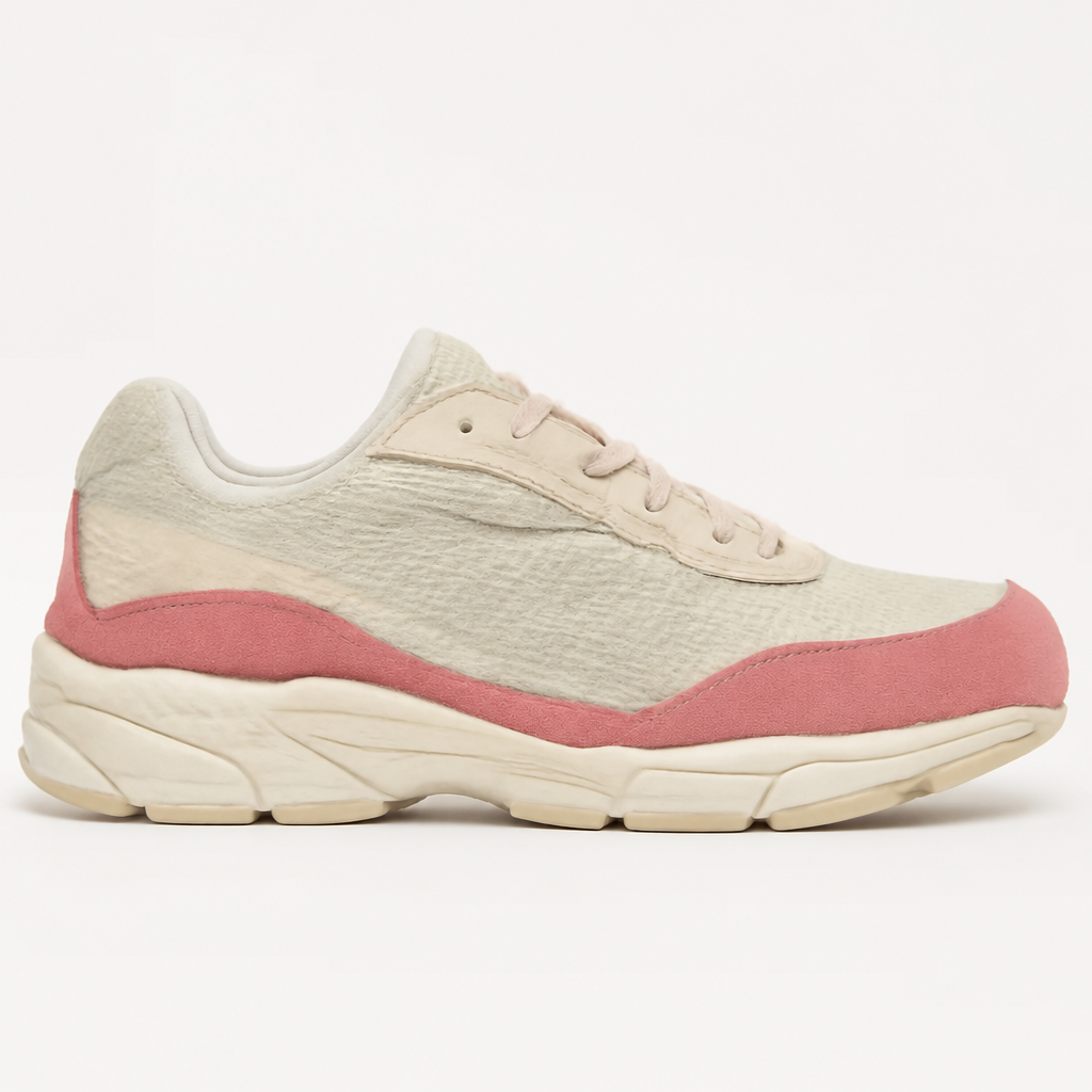 Cream and Pink Running Sneakers