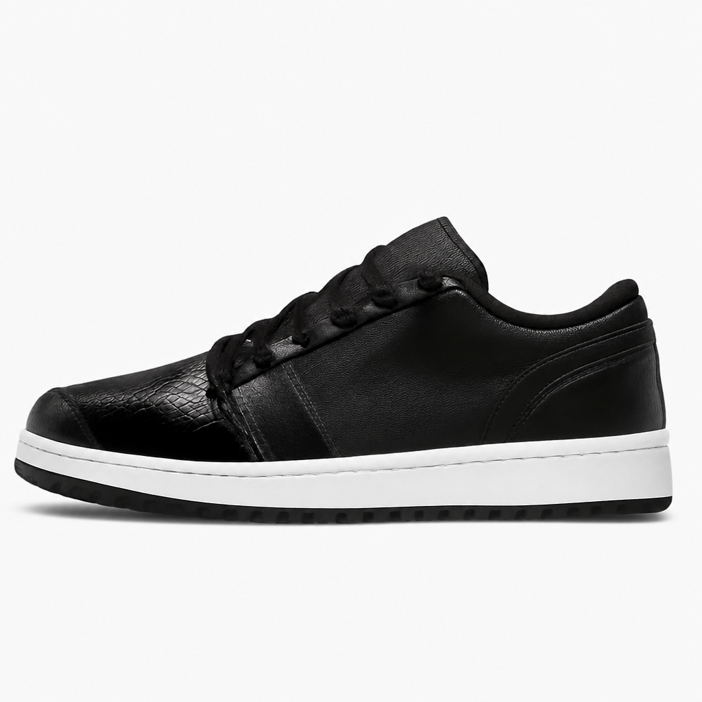 Black and Gold Leather Sneakers