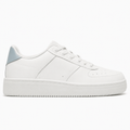 White and Medium Blue Sneakers