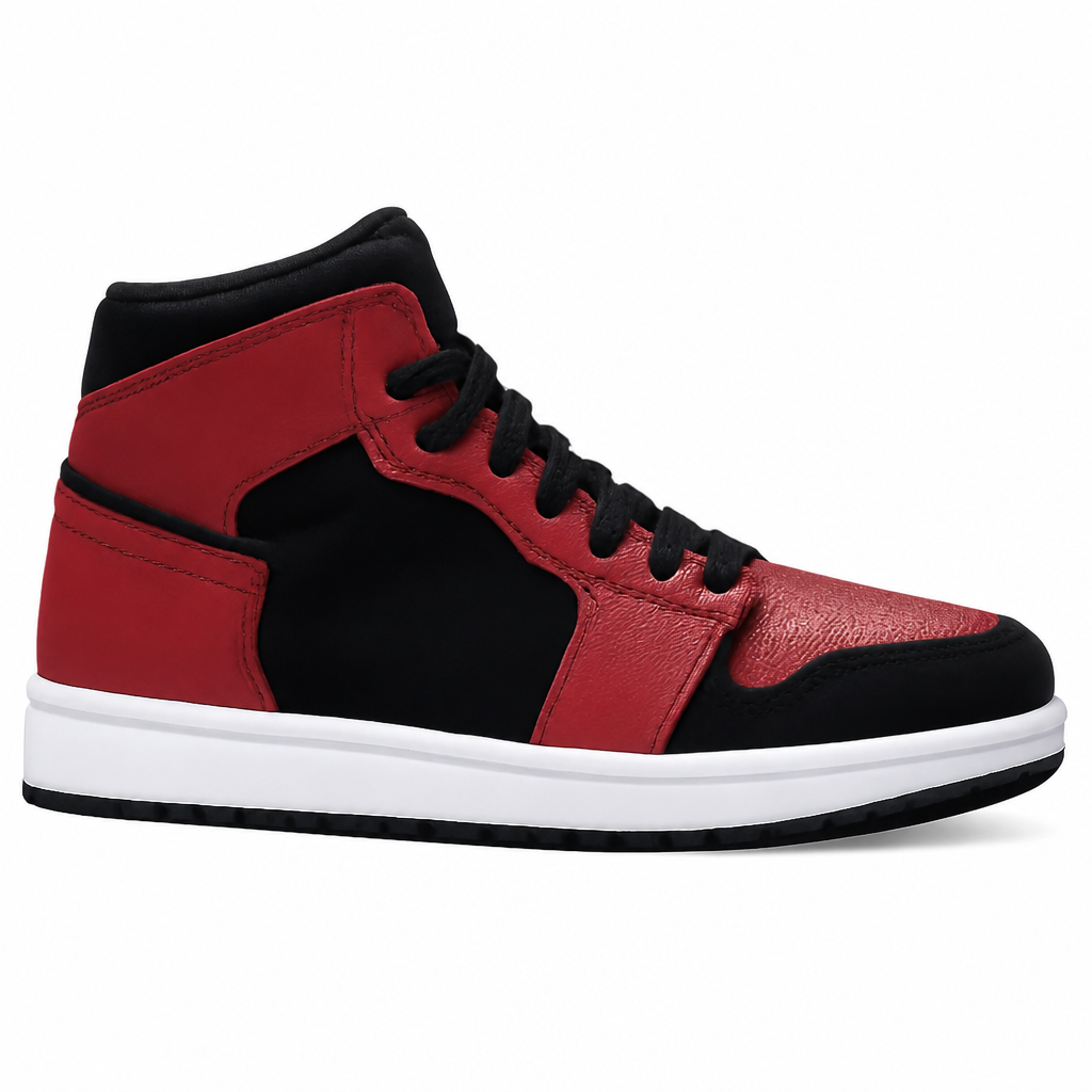Black and Red Mid Sneakers