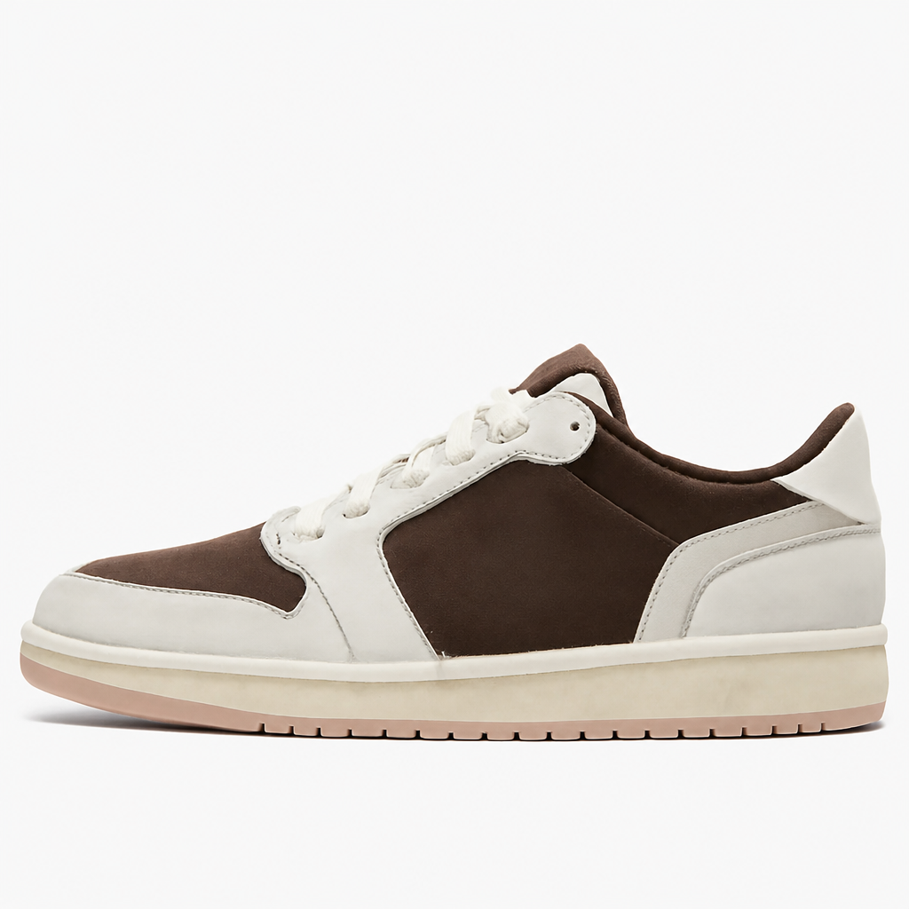 Dark Brown and Pink Low Sneakers