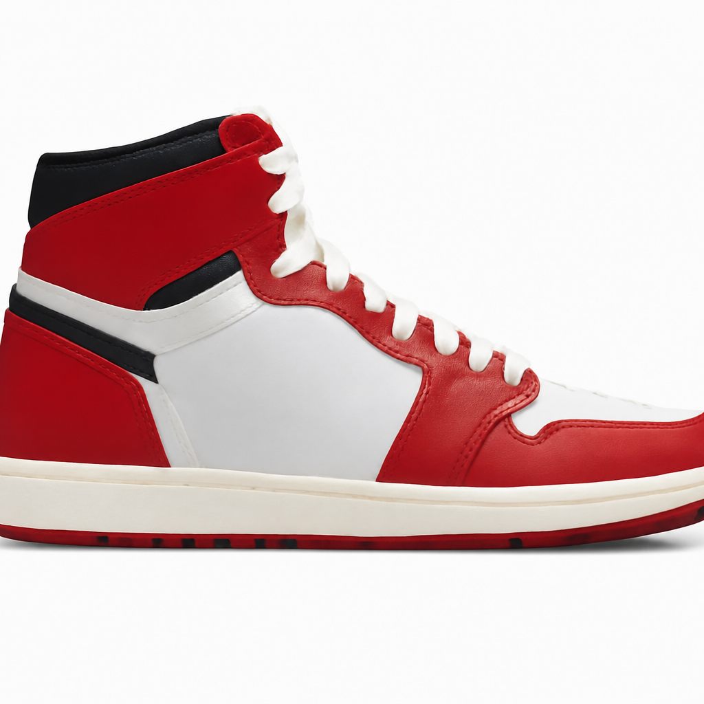 High-Top Red and White Sneakers
