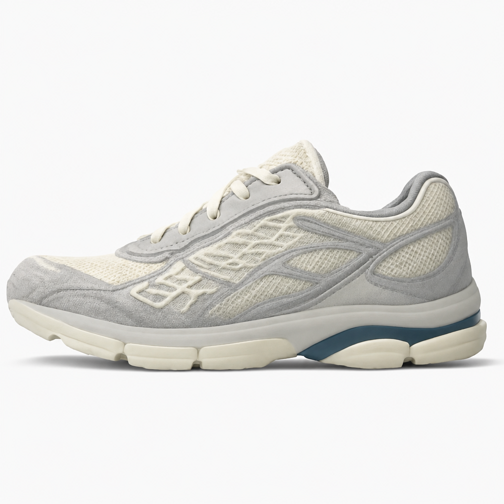 Ivory and Mid Grey Running Shoes