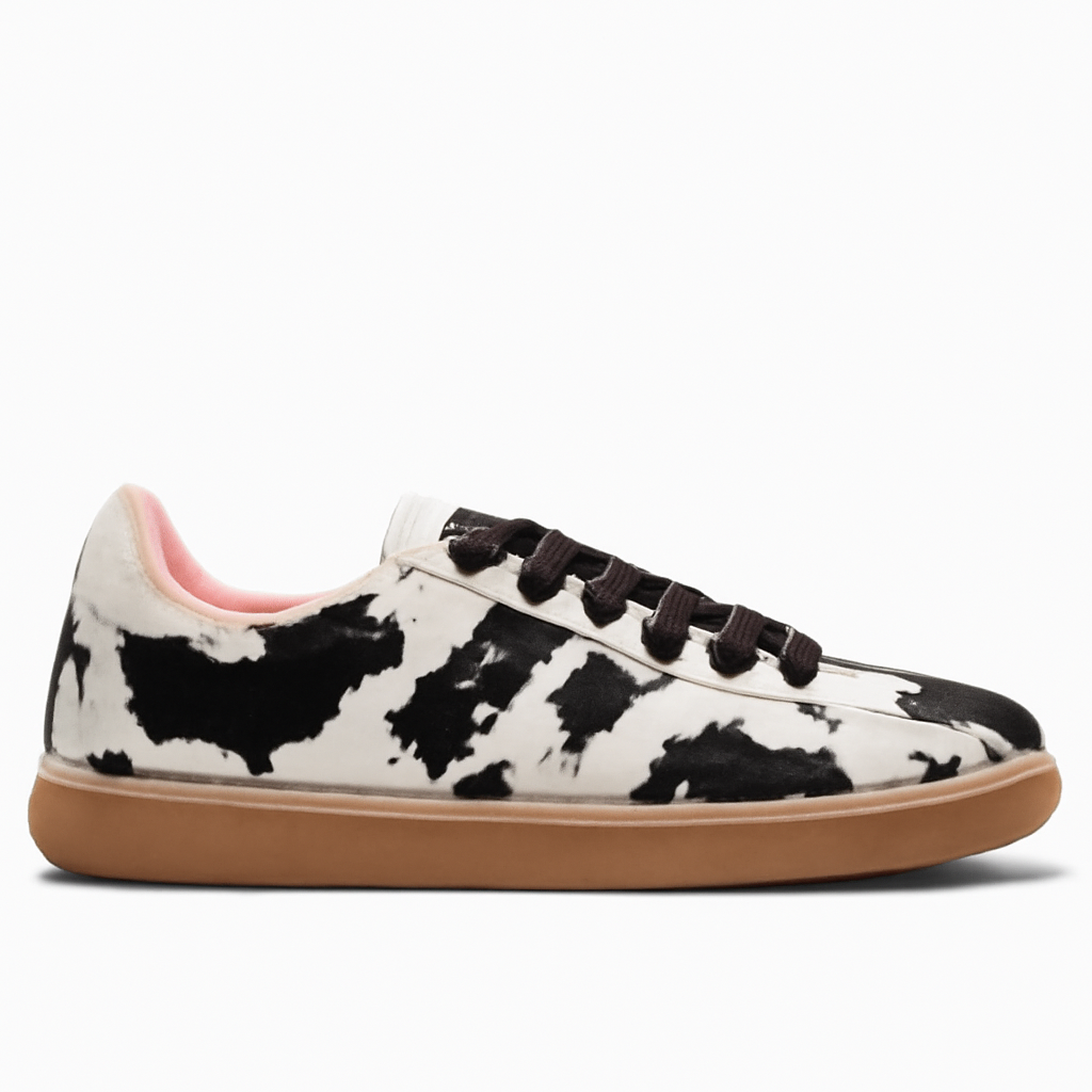 White Cow Print Sneakers
