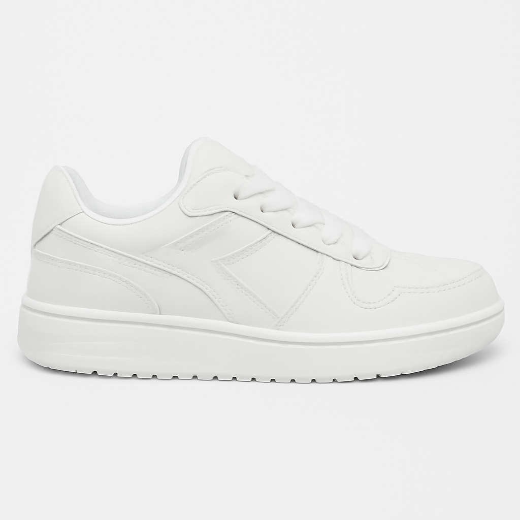 White and Light Blue Low Top Sneakers