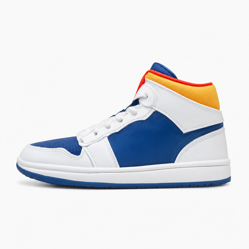 White and Laser Orange Mid Sneakers