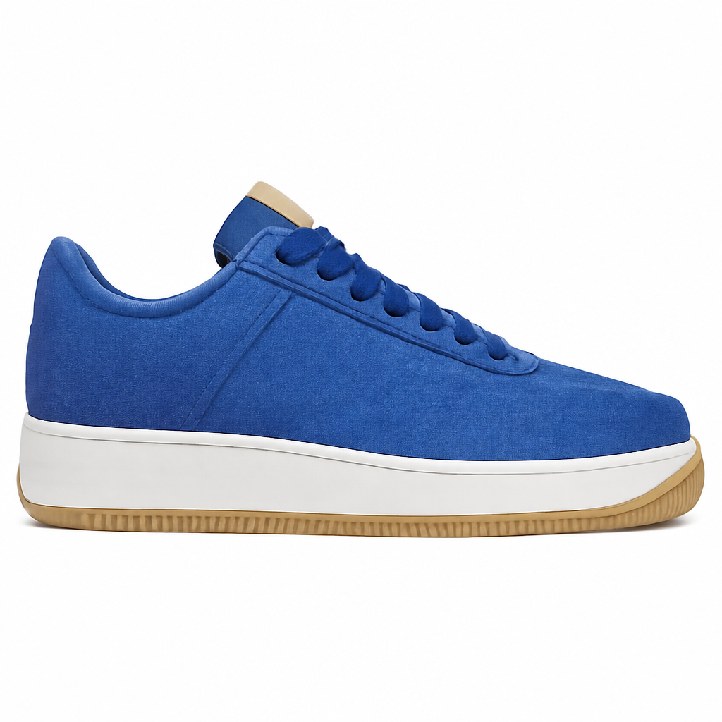 Blue Silk Low-Top Sneakers